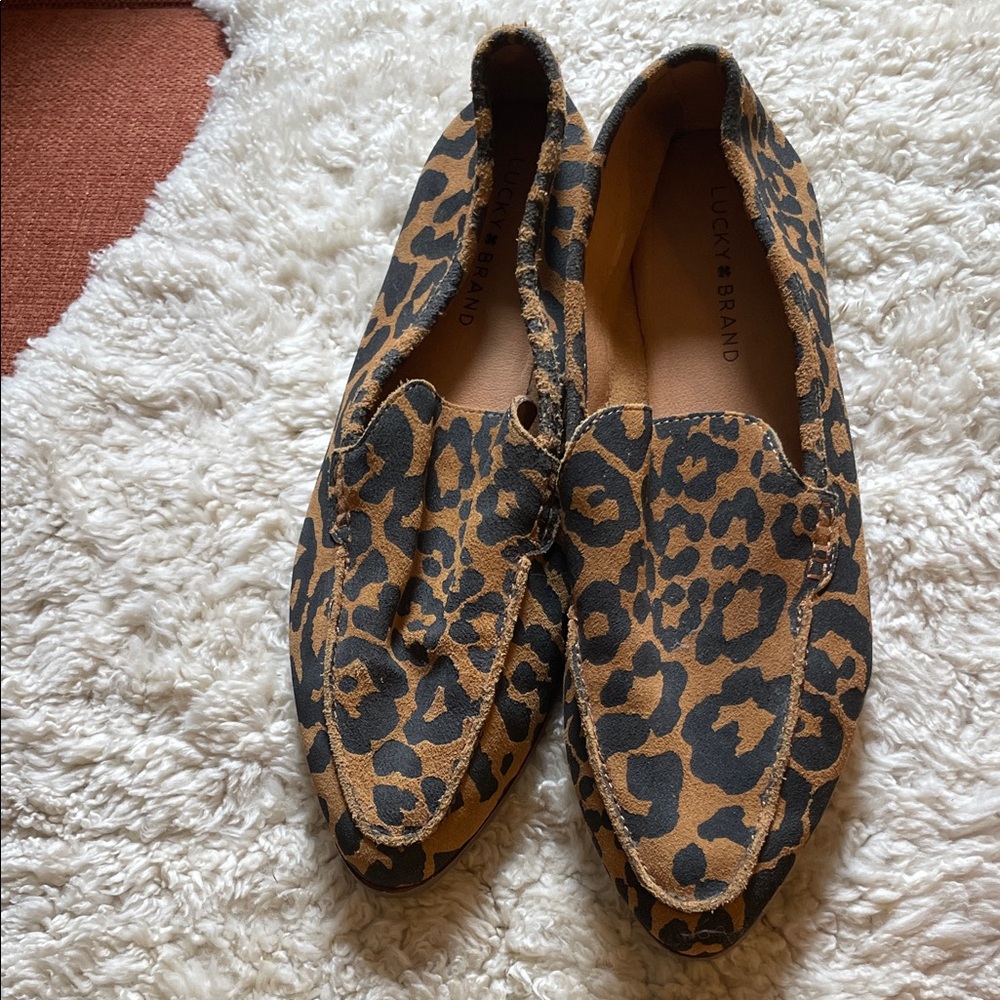 Lucky Brand Leopard Print Slip-On Flats. Leather. Size 9.5. NEW.